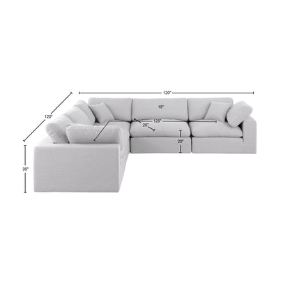 Dolce White Linen Textured Fabric Modular Sectional Sec5C