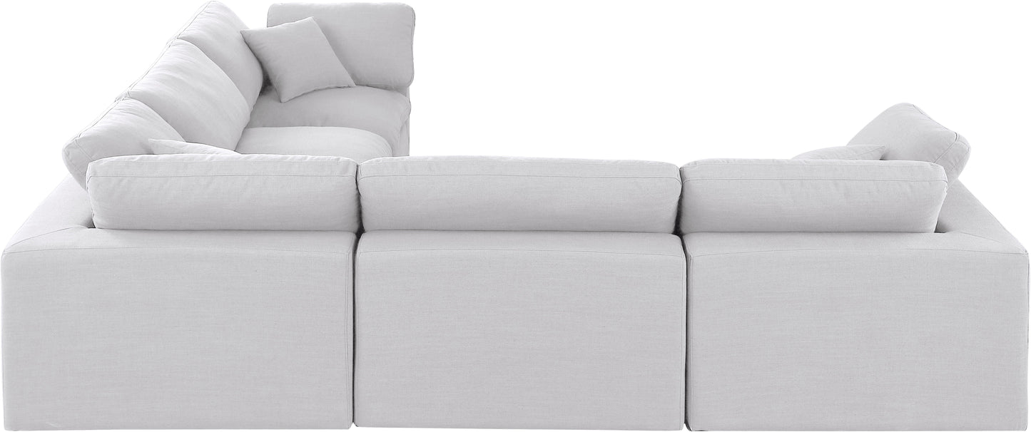 dolce white linen textured fabric modular sectional sec5c