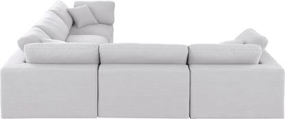 Dolce White Linen Textured Fabric Modular Sectional Sec5C