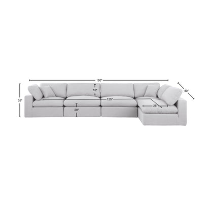 Dolce White Linen Textured Fabric Modular Sectional Sec5D