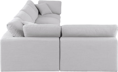 Dolce White Linen Textured Fabric Modular Sectional Sec5D