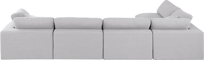 Dolce White Linen Textured Fabric Modular Sectional Sec5D