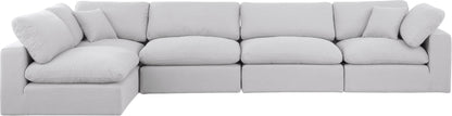 Dolce White Linen Textured Fabric Modular Sectional Sec5D