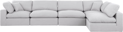 Dolce White Linen Textured Fabric Modular Sectional Sec5D