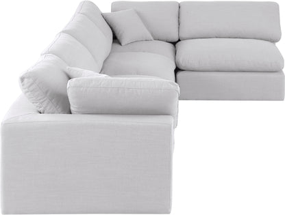 Dolce White Linen Textured Fabric Modular Sectional Sec5D