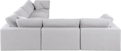 Dolce White Linen Textured Fabric Modular Sectional Sec6A