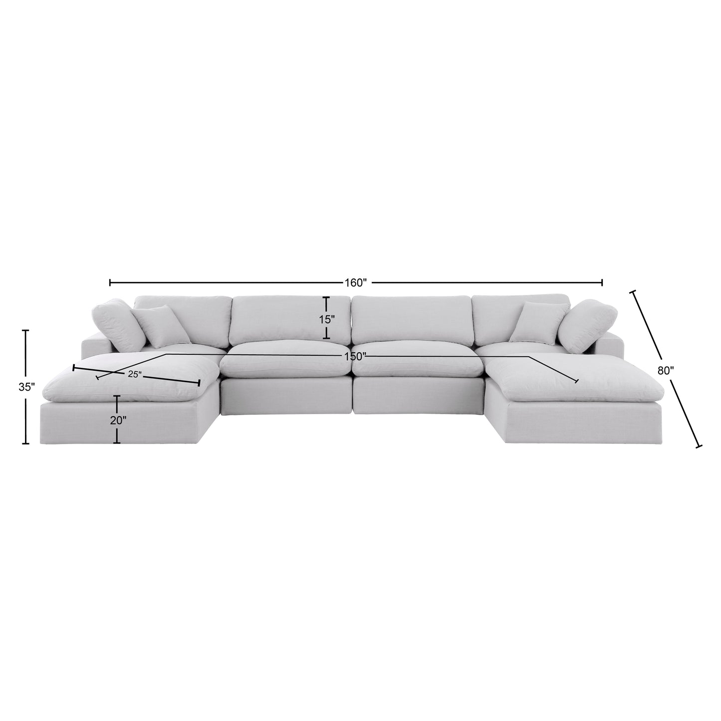 dolce white linen textured fabric modular sectional sec6b