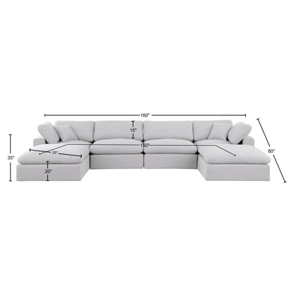 Dolce White Linen Textured Fabric Modular Sectional Sec6B