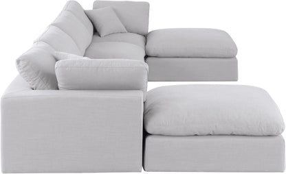 Dolce White Linen Textured Fabric Modular Sectional Sec6B