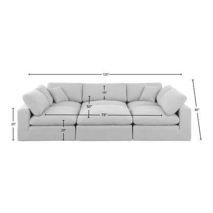 Dolce White Linen Textured Fabric Modular Sectional Sec6C