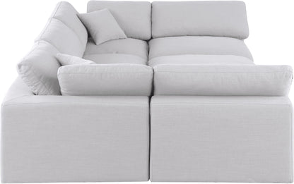 Dolce White Linen Textured Fabric Modular Sectional Sec6C