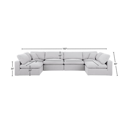 Dolce White Linen Textured Fabric Modular Sectional Sec6D