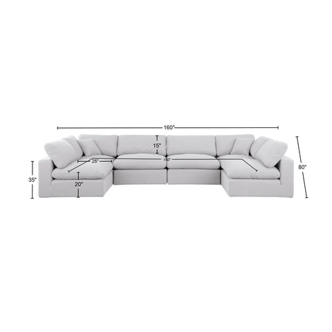 Dolce White Linen Textured Fabric Modular Sectional Sec6D