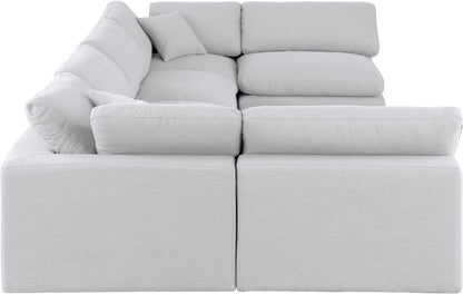 Dolce White Linen Textured Fabric Modular Sectional Sec6D