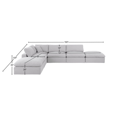 Dolce White Linen Textured Fabric Modular Sectional Sec6E