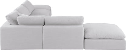 Dolce White Linen Textured Fabric Modular Sectional Sec6E