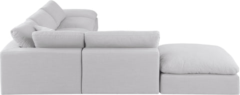 Dolce White Linen Textured Fabric Modular Sectional Sec6E