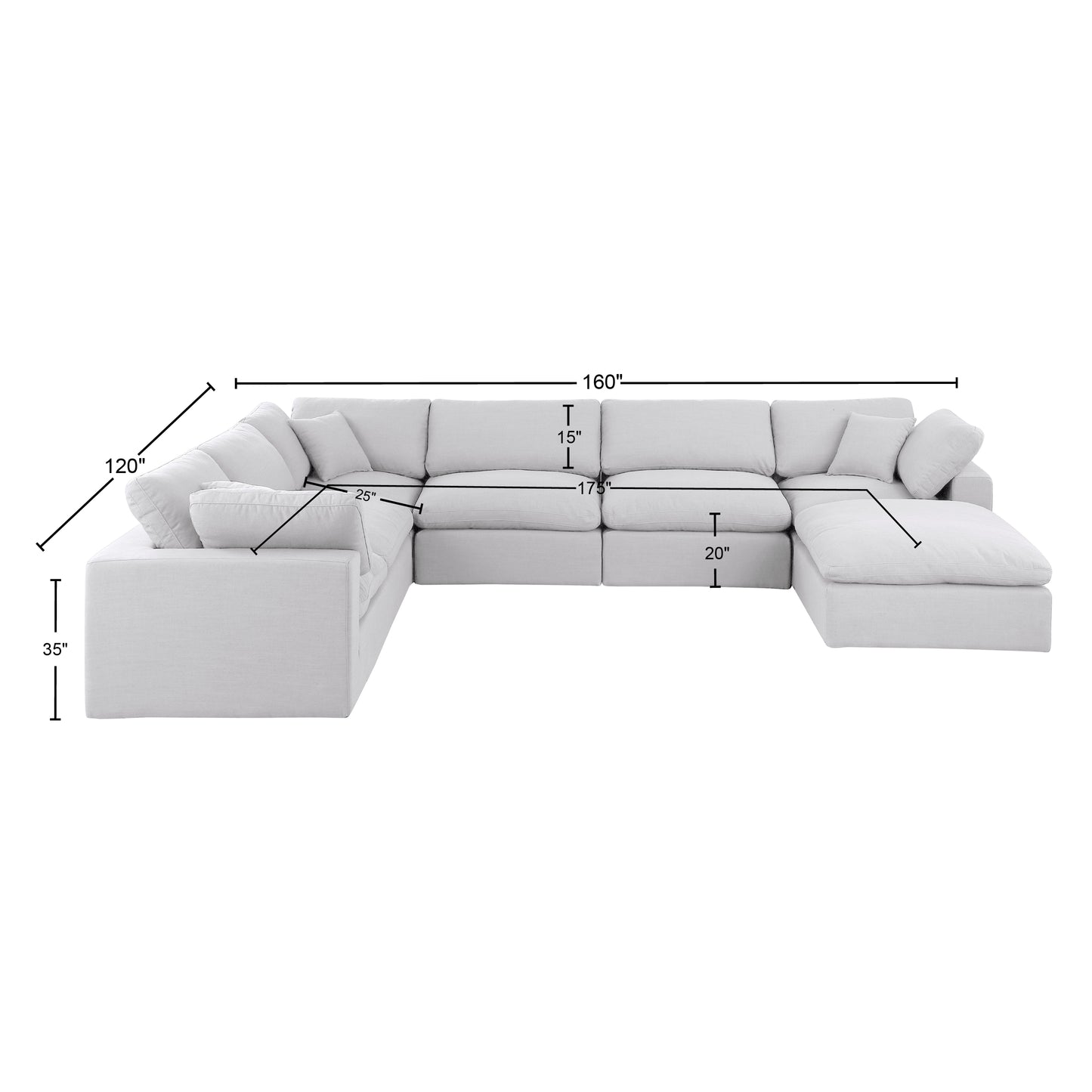 dolce white linen textured fabric modular sectional sec7a