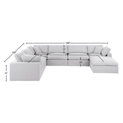 Dolce White Linen Textured Fabric Modular Sectional Sec7A