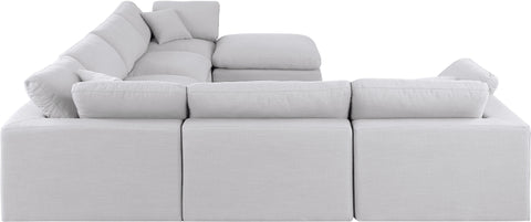 Dolce White Linen Textured Fabric Modular Sectional Sec7A