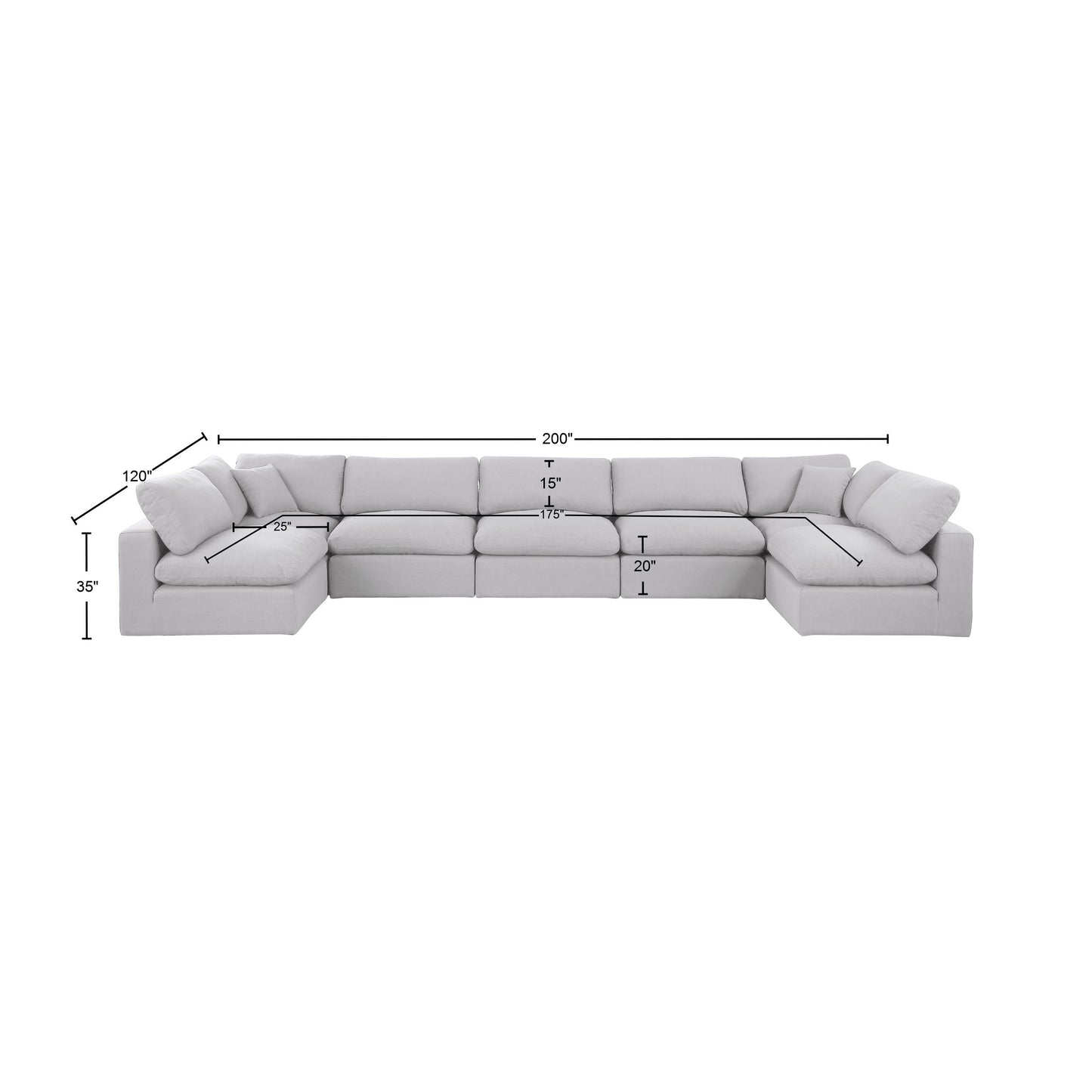 dolce white linen textured fabric modular sectional sec7b