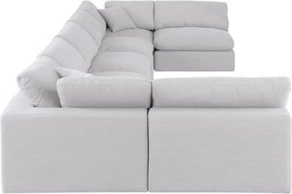 Dolce White Linen Textured Fabric Modular Sectional Sec7B