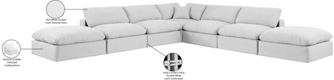 Farrah 157" White Linen Textured Fabric Upholstered Sectional, 7-Piece
