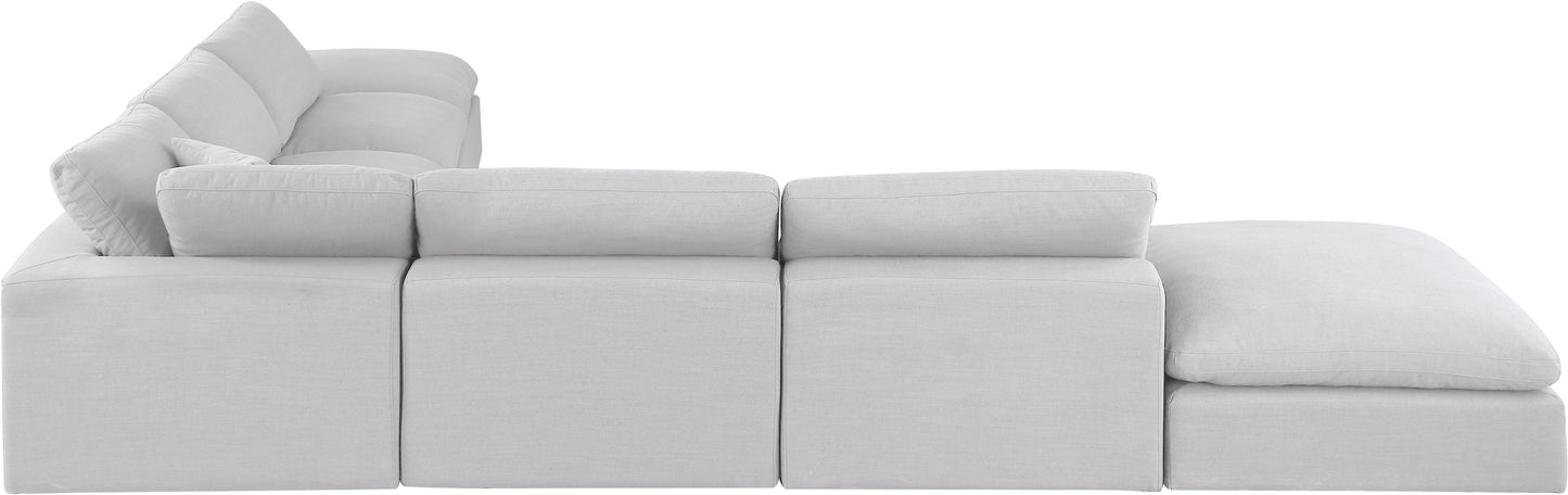 dolce white linen textured fabric modular sectional sec7c