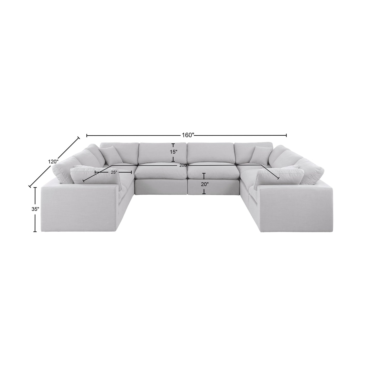 dolce white linen textured fabric modular sectional sec8a