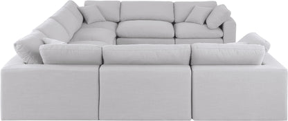 Dolce White Linen Textured Fabric Modular Sectional Sec8A