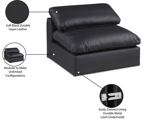 Farrah Black Vegan Leather Upholstered Armless Chair, 1 Piece