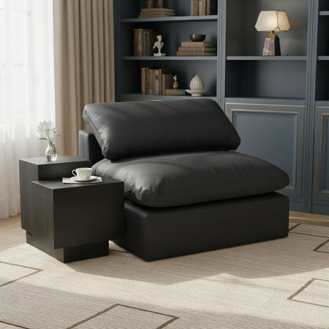 Farrah Black Vegan Leather Upholstered Armless Chair, 1 Piece