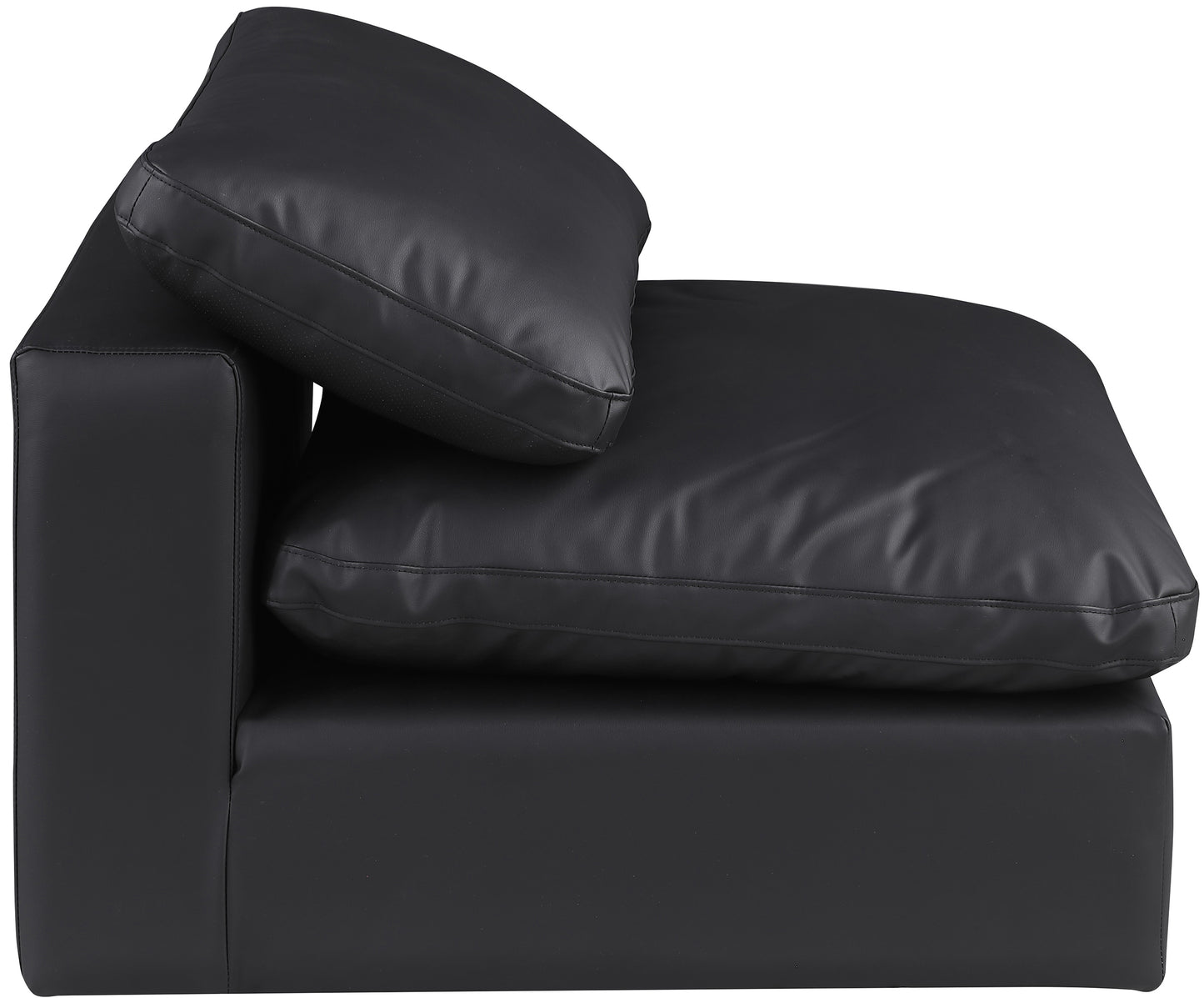 dolce black faux leather modular armless chair armless