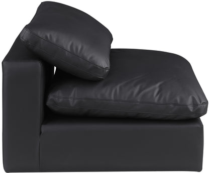 Dolce Black Faux Leather Modular Armless Chair Armless