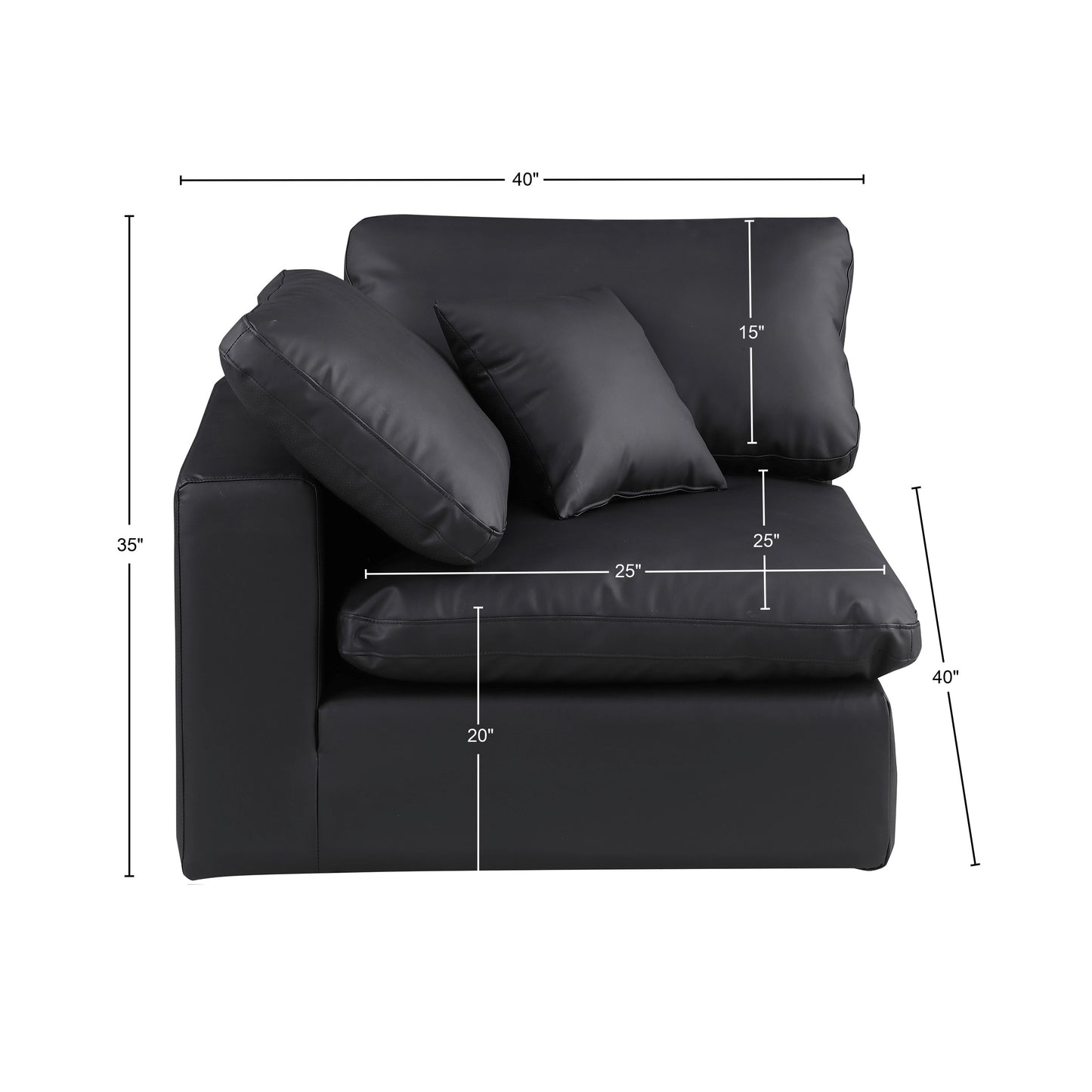 dolce black faux leather modular corner chair corner