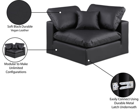 Farrah Black Vegan Leather Upholstered Corner Chair, 1 Piece