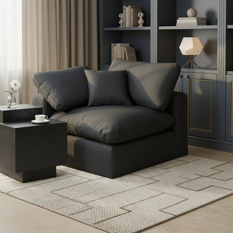 Farrah Black Vegan Leather Upholstered Corner Chair, 1 Piece