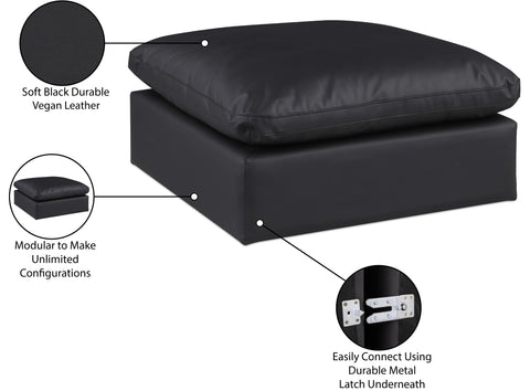 Farrah Black Vegan Leather Upholstered Ottoman, 1 Piece