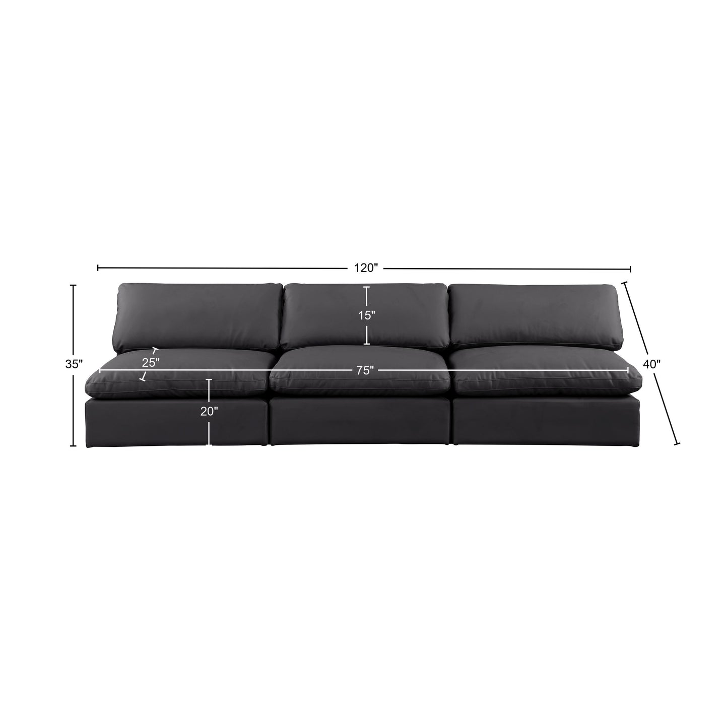 dolce black faux leather modular sofa s117