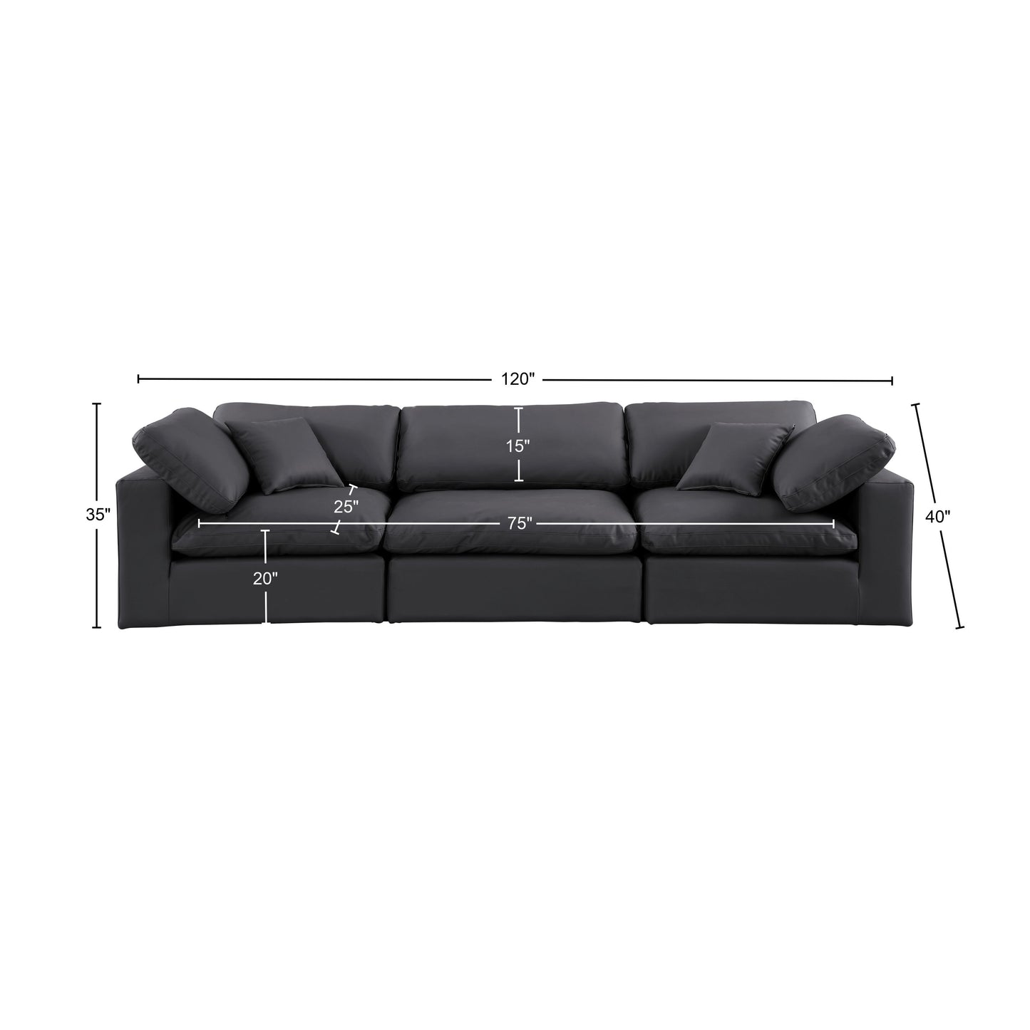 dolce black faux leather modular sofa s119