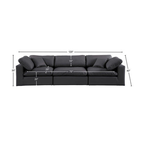 Dolce Black Faux Leather Modular Sofa S119
