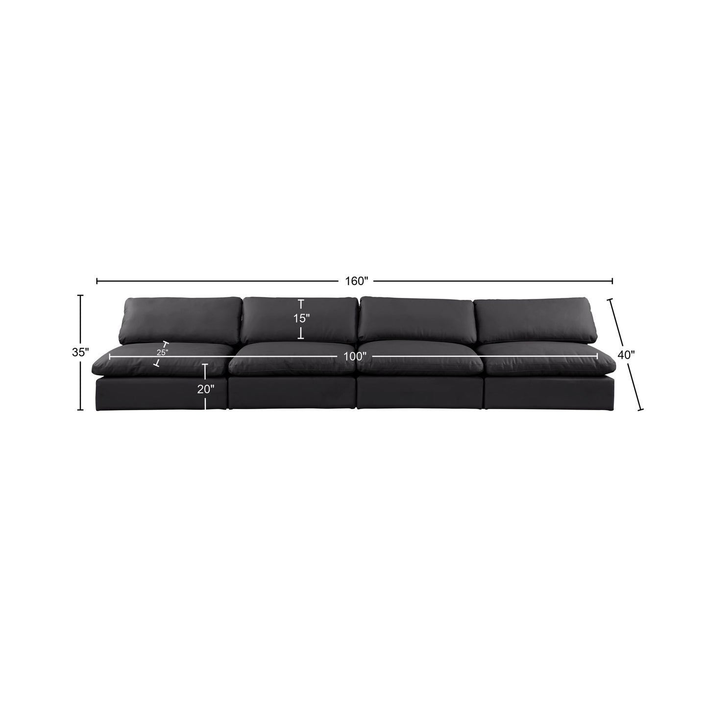 dolce black faux leather modular sofa s156