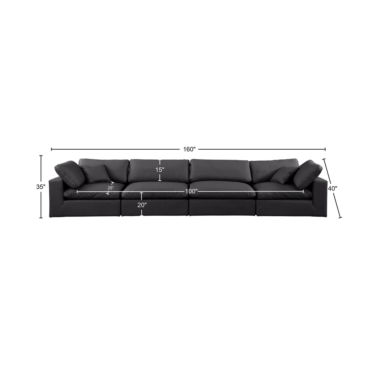 dolce black faux leather modular sofa s158