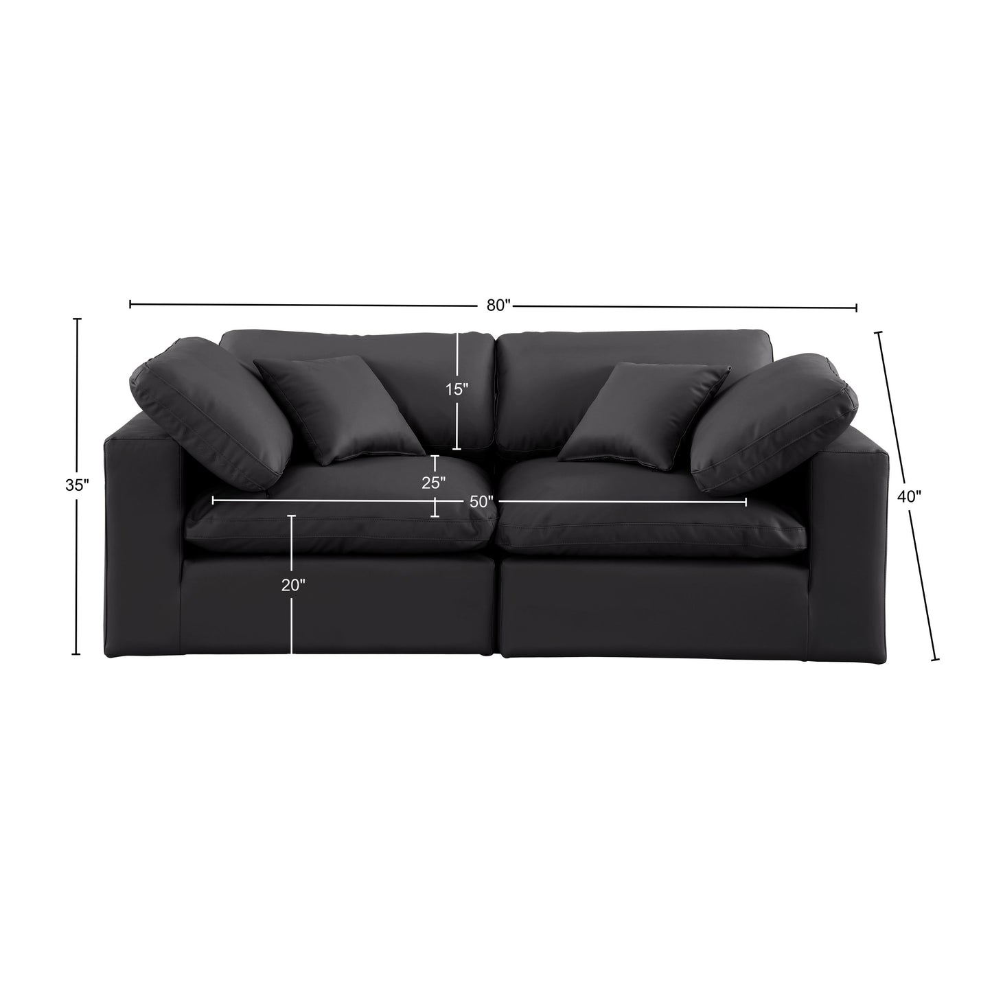 dolce black faux leather modular sofa s80