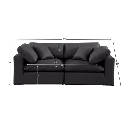 Dolce Black Faux Leather Modular Sofa S80