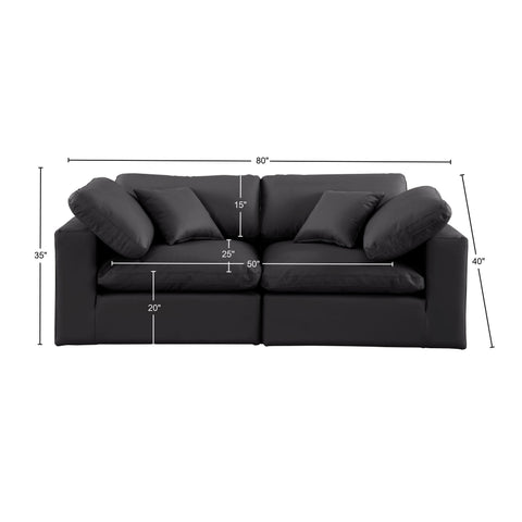 Dolce Black Faux Leather Modular Sofa S80