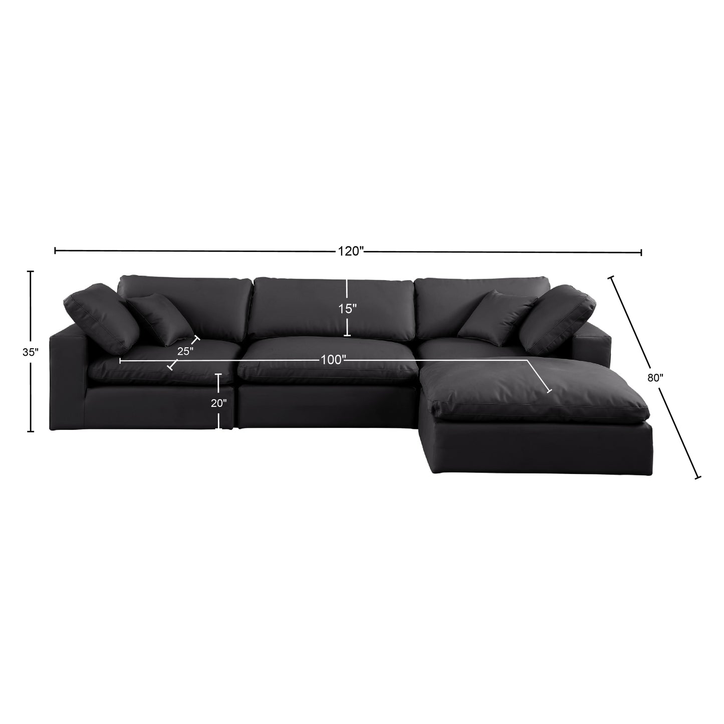 dolce black faux leather modular sectional sec4a