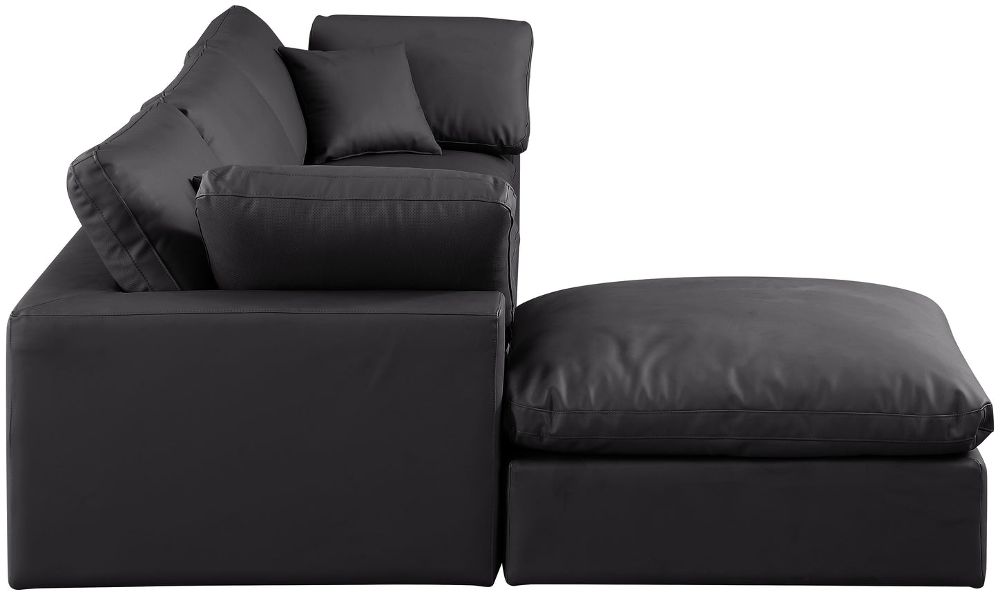 dolce black faux leather modular sectional sec4a