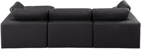 Dolce Black Faux Leather Modular Sectional Sec4A