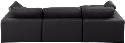 Dolce Black Faux Leather Modular Sectional Sec4A